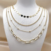 Stainless Steel Fancy Necklace, Heart and Miami Cuban Design, Polished, Golden Finish, 04.437.0005.16 (08 MM Thickness, 16 Inches Length)