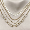 Stainless Steel Fancy Necklace, Heart and Miami Cuban Design, Polished, Golden Finish, 04.437.0005.16 (08 MM Thickness, 16 Inches Length)