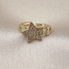 Oro Laminado Multi Stone Ring, Gold Filled Style Star Design, with White Micro Pave, Polished, Golden Finish, 01.310.0039