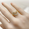 Oro Laminado Elegant Ring, Gold Filled Style Heart and Infinite Design, with White Cubic Zirconia, Polished, Golden Finish, 01.310.0041 (One size fits all)
