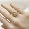 Oro Laminado Multi Stone Ring, Gold Filled Style Love Design, with White Cubic Zirconia, Polished, Golden Finish, 01.310.0042