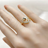 Oro Laminado Multi Stone Ring, Gold Filled Style Dolphin and Heart Design, with White Cubic Zirconia, Polished, Golden Finish, 01.310.0044 (One size fits all)