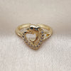 Oro Laminado Multi Stone Ring, Gold Filled Style Dolphin and Heart Design, with White Cubic Zirconia, Polished, Golden Finish, 01.310.0044 (One size fits all)