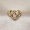 Oro Laminado Multi Stone Ring, Gold Filled Style Heart Design, with White Cubic Zirconia, Polished, Golden Finish, 01.310.0045
