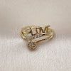 Oro Laminado Multi Stone Ring, Gold Filled Style Love Design, with White Cubic Zirconia, Polished, Golden Finish, 01.310.0048