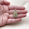 Oro Laminado Religious Pendant, Gold Filled Style Guadalupe Design, with White Cubic Zirconia, Polished, Golden Finish, 05.156.0209