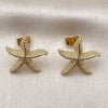 Oro Laminado Stud Earring, Gold Filled Style Star Design, Matte Finish, Golden Finish, 02.282.0069