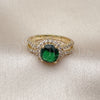 Oro Laminado Multi Stone Ring, Gold Filled Style Cluster Design, with Green and White Cubic Zirconia, Polished, Golden Finish, 01.282.0006 (One size fits all)