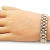 Oro Laminado Solid Bracelet, Gold Filled Style Diamond Cutting Finish, Golden Finish, 03.213.0376.08 (Thickness, 8 Inches Length)