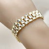 Oro Laminado Solid Bracelet, Gold Filled Style Diamond Cutting Finish, Golden Finish, 03.213.0376.08 (Thickness, 8 Inches Length)