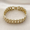 Oro Laminado Solid Bracelet, Gold Filled Style Diamond Cutting Finish, Golden Finish, 03.213.0376.08 (Thickness, 8 Inches Length)