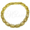 Oro Laminado Solid Bracelet, Gold Filled Style Greek Key Design, Polished, Golden Finish, 03.213.0379.07