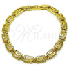 Oro Laminado Solid Bracelet, Gold Filled Style Greek Key Design, Polished, Golden Finish, 03.213.0379.07 (06 MM Thickness, 8 Inches Length)