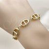 Oro Laminado Fancy Bracelet, Gold Filled Style Puff Mariner and Mariner Design, Polished, Golden Finish, 03.213.0384.07