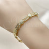 Oro Laminado Solid Bracelet, Gold Filled Style Greek Key Design, Polished, Golden Finish, 03.213.0390.07 (Thickness, 8 Inches Length)