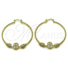 Oro Laminado Medium Hoop, Gold Filled Style Guadalupe and Leaf Design, Diamond Cutting Finish, Golden Finish, 02.213.0831.50