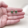 Oro Laminado Stud Earring, Gold Filled Style Cluster Design, with Green and White Cubic Zirconia, Polished, Golden Finish, 02.344.0168
