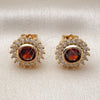 Oro Laminado Stud Earring, Gold Filled Style Cluster Design, with Garnet and White Cubic Zirconia, Polished, Golden Finish, 02.344.0172.1