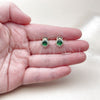 Oro Laminado Stud Earring, Gold Filled Style Cluster Design, with Green Cubic Zirconia and White Micro Pave, Polished, Golden Finish, 02.196.0231