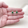 Oro Laminado Stud Earring, Gold Filled Style Cluster Design, with Green Cubic Zirconia and White Micro Pave, Polished, Golden Finish, 02.196.0245