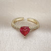 Oro Laminado Multi Stone Ring, Gold Filled Style Heart Design, with Ruby Cubic Zirconia and White Micro Pave, Polished, Golden Finish, 01.196.0031.1
