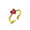 Oro Laminado Multi Stone Ring, Gold Filled Style Heart Design, with Ruby Cubic Zirconia and White Micro Pave, Polished, Golden Finish, 01.196.0031.1