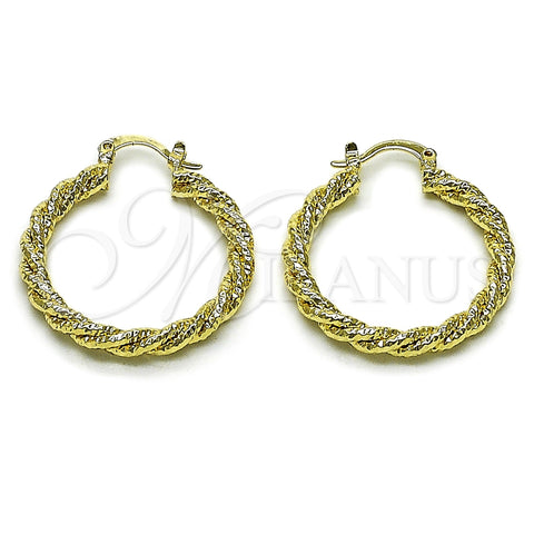 Oro Laminado Medium Hoop, Gold Filled Style Diamond Cutting Finish, Golden Finish, 02.196.0249.30