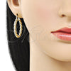 Oro Laminado Medium Hoop, Gold Filled Style Twist Design, Diamond Cutting Finish, Golden Finish, 02.196.0249.30