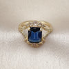Oro Laminado Multi Stone Ring, Gold Filled Style Cluster Design, with Sapphire Blue and White Cubic Zirconia, Polished, Golden Finish, 01.196.0038.2
