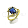 Oro Laminado Multi Stone Ring, Gold Filled Style Cluster Design, with Sapphire Blue and White Cubic Zirconia, Polished, Golden Finish, 01.196.0038.2