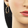 Oro Laminado Medium Hoop, Gold Filled Style Twist Design, Polished, Golden Finish, 02.170.0542.30