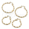 Oro Laminado Medium Hoop, Gold Filled Style Twist Design, Polished, Golden Finish, 02.170.0542.30