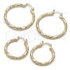 Oro Laminado Medium Hoop, Gold Filled Style Twist Design, Diamond Cutting Finish, Golden Finish, 02.170.0545.30