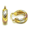 Oro Laminado Medium Hoop, Gold Filled Style Diamond Cutting Finish, Tricolor, 02.170.0546.20