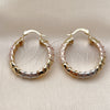 Oro Laminado Medium Hoop, Gold Filled Style Hollow Design, Polished, Tricolor, 02.170.0300.1.30