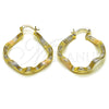 Oro Laminado Medium Hoop, Gold Filled Style Hollow Design, Polished, Tricolor, 02.170.0548.35