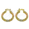 Oro Laminado Small Hoop, Gold Filled Style Diamond Cutting Finish, Tricolor, 02.170.0552.25