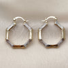 Oro Laminado Medium Hoop, Gold Filled Style Bamboo Design, Diamond Cutting Finish, Tricolor, 02.170.0554.30
