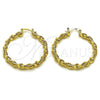 Oro Laminado Medium Hoop, Gold Filled Style Twist Design, Polished, Golden Finish, 02.170.0556.40