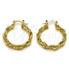 Oro Laminado Medium Hoop, Gold Filled Style Twist Design, Diamond Cutting Finish, Golden Finish, 02.170.0557.30