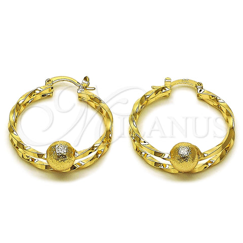 Oro Laminado Medium Hoop, Gold Filled Style and Ball Matte Finish, Golden Finish, 02.170.0558.30