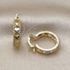 Oro Laminado Small Hoop, Gold Filled Style Heart Design, Polished, Tricolor, 02.170.0559.20