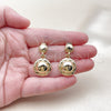 Oro Laminado Stud Earring, Gold Filled Style Diamond Cutting Finish, Golden Finish, 02.170.0564