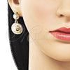 Oro Laminado Stud Earring, Gold Filled Style Diamond Cutting Finish, Tricolor, 02.170.0564.1