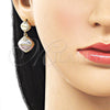 Oro Laminado Stud Earring, Gold Filled Style Polished, Tricolor, 02.170.0565.1