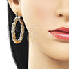 Oro Laminado Medium Hoop, Gold Filled Style Twist and Hollow Design, Polished, Golden Finish, 02.170.0566.40