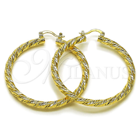 Oro Laminado Large Hoop, Gold Filled Style Diamond Cutting Finish, Golden Finish, 02.170.0567.50