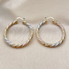 Oro Laminado Medium Hoop, Gold Filled Style Diamond Cutting Finish, Tricolor, 02.170.0567.1.40