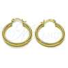 Oro Laminado Medium Hoop, Gold Filled Style Hollow Design, Diamond Cutting Finish, Golden Finish, 02.213.0258.30