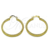 Oro Laminado Medium Hoop, Gold Filled Style Hollow Design, Diamond Cutting Finish, Golden Finish, 02.213.0258.40